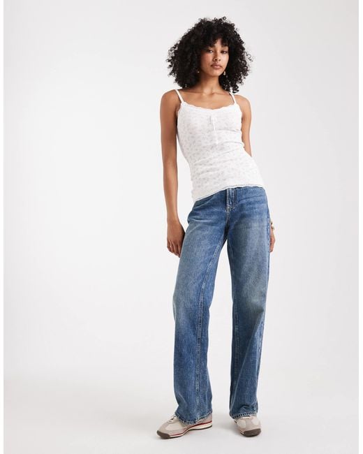 Hollister White – y2k – camisole-oberteil aus pointelle