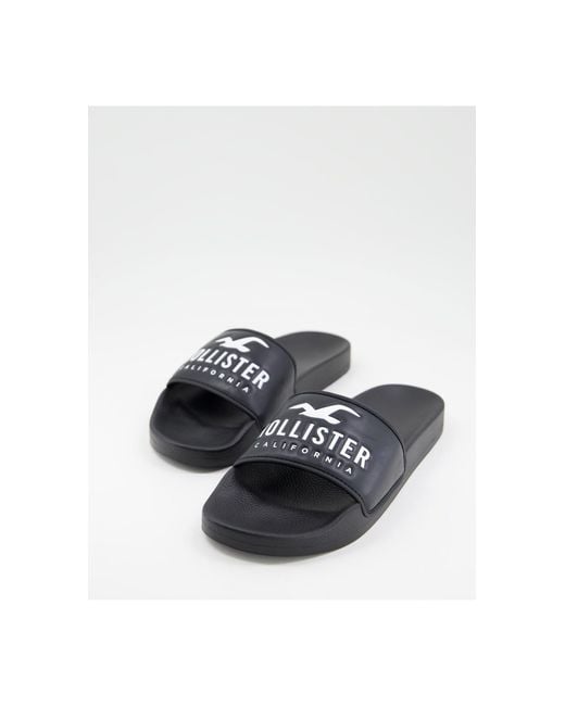 Hollister Black Exclusive To Asos Icon Logo Sliders for men