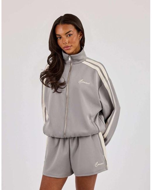 CERNUCCI Gray Funnel Neck Taping Zip Through Track Jacket
