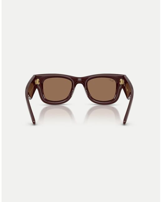 Ray-Ban Brown Wayfarer Puffer Square Sunglasses With Lens