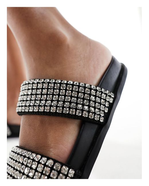 Schuh Black Tessie Embellished Slides