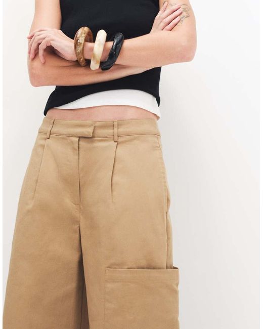 TOPSHOP Natural Longline Bermuda Cargo Shorts