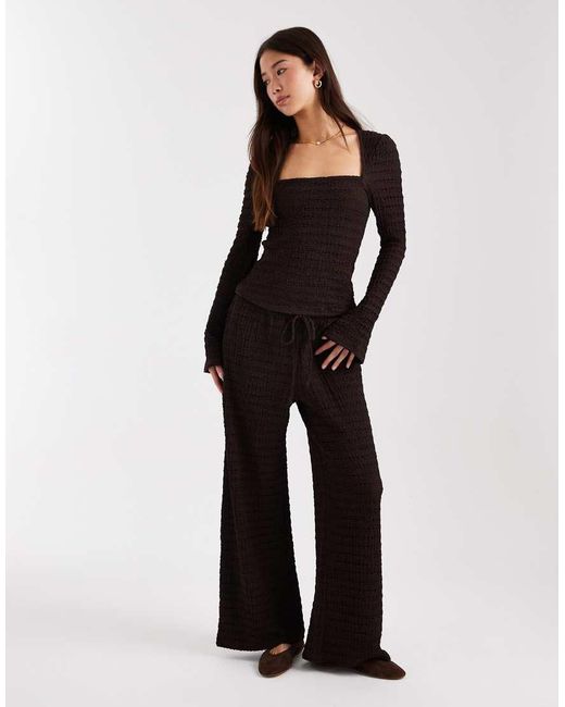 ASOS Black Mix & Match Textured Square Neck Flare Sleeve Top