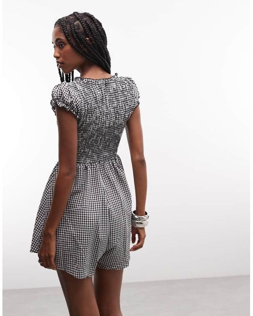 Princess Polly Multicolor Wescott Cotton Rich Shirred Tie Front Playsuit