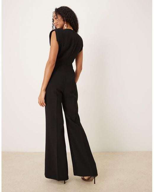 Mango Black Sleeveless Flared Jumpsuit