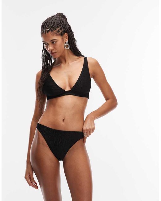 & Other Stories Black Mix And Match Textured Halterneck Bikini Tops