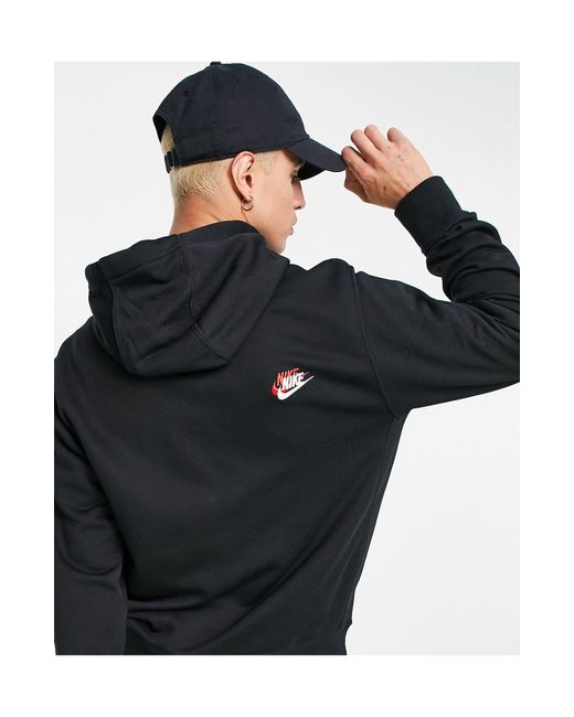 Nike Essential Fleece+ Multi Logo Hoodie in Black for Men | Lyst