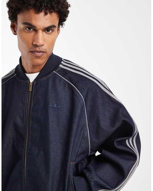 Adidas Originals Blue Sst Adicolor Denim Track Top for men