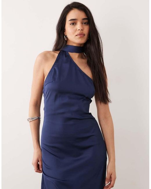 ONLY Blue Scarf Detail One Shoulder Midaxi Dress