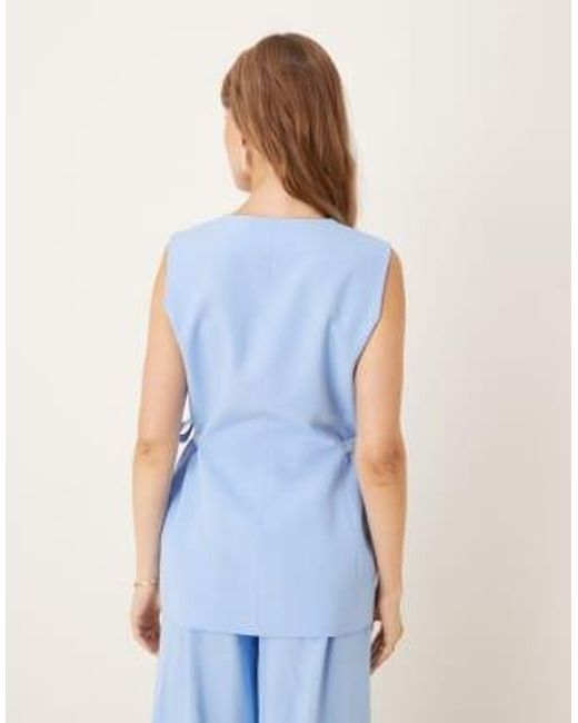 ASOS Blue Linen Blend Tie Side Waist Coat Co Ord