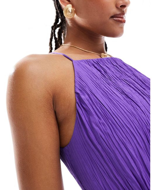 & Other Stories Purple Sleeveless Midi Dress With Ruched And Pleat Detail