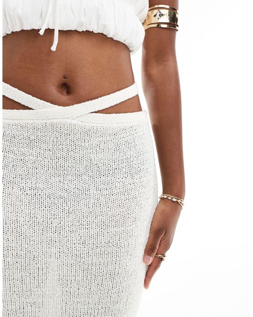In The Style White X Georgia Louise Crochet Cross Front Maxi Skirt