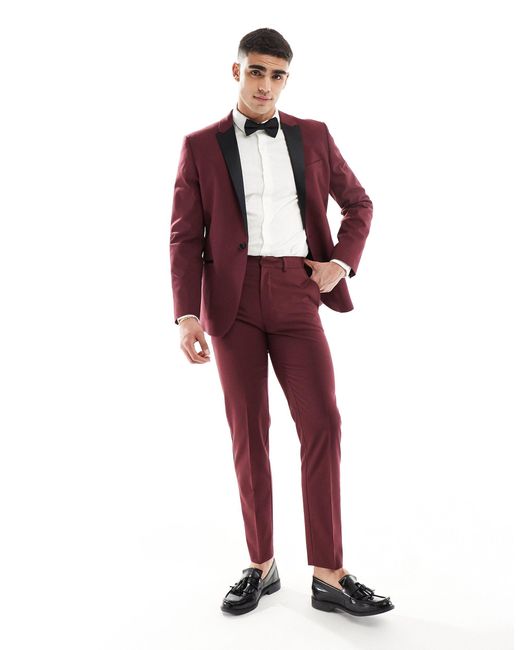 ASOS Red Slim Tuxedo Suit Trousers for men
