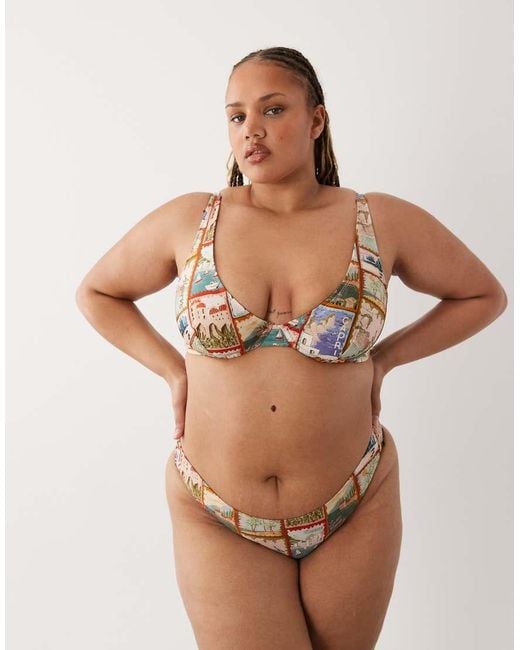ASOS Natural Asos Design Curve Posey Underwired Bikini Top