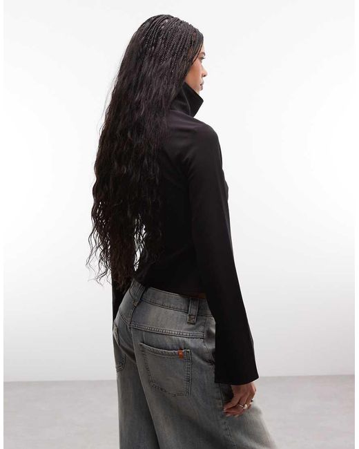 Weekday Black Funnel Neck Slim Fit Shirt
