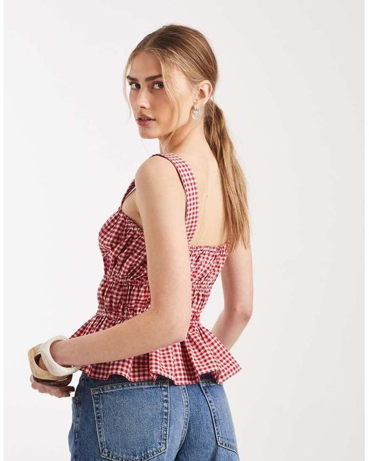 ASOS Red Cami With Ruched Detail And Bows