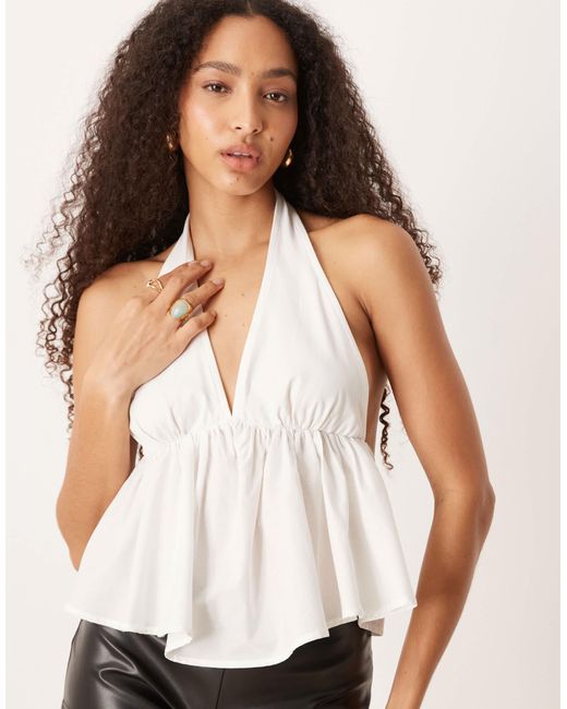 ASOS White – babydoll-oberteil aus popeline-mischgewebe