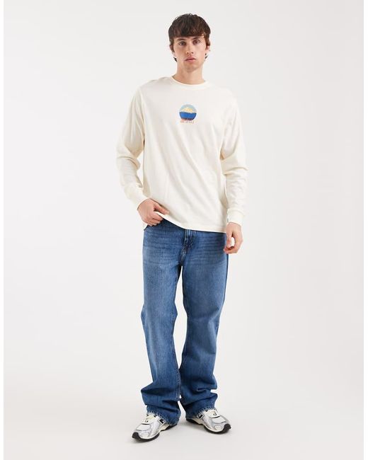 Only & Sons Blue Long Sleeve T-shirt With Peak Back Print for men