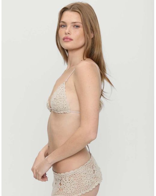 Frankie's Bikinis Natural Shelly Crochet Bikini Skort