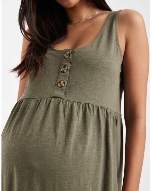 Mama.licious Green Mamalicious Maternity 2 Function Nursing Button Through Mini Sundress