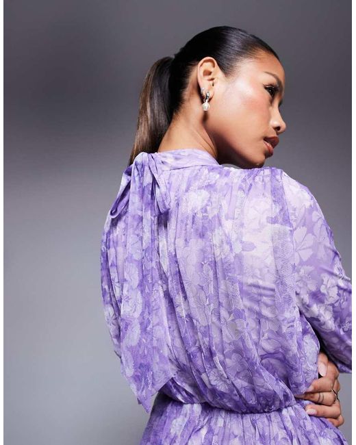 Beauut Purple Maryisa Long Sleeve Ruffle Maxi Dress