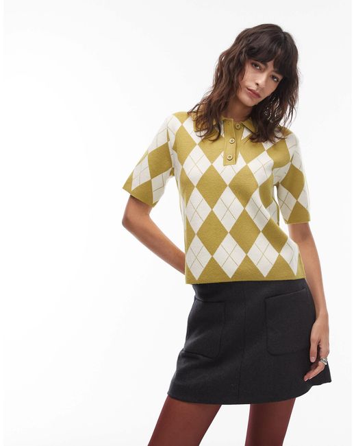 ASOS Multicolor Fine Knit Knitted Polo Top