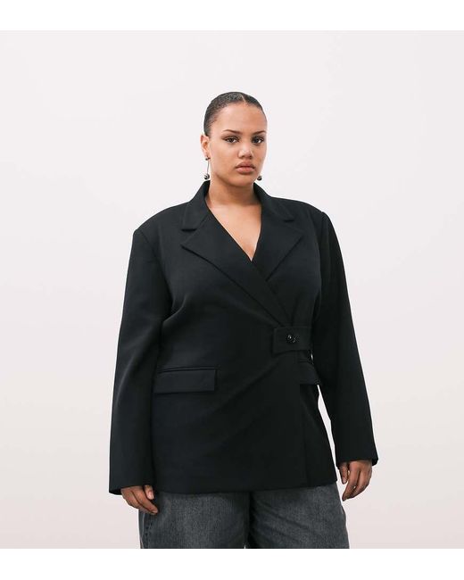 ASOS Black Curve Relaxed Blazer With Belt Detail