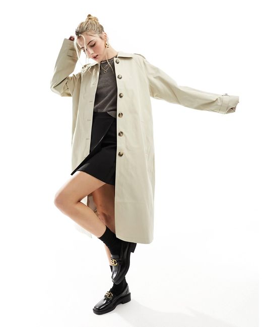 Trench-coat boutonné devant - beige Vila en coloris White