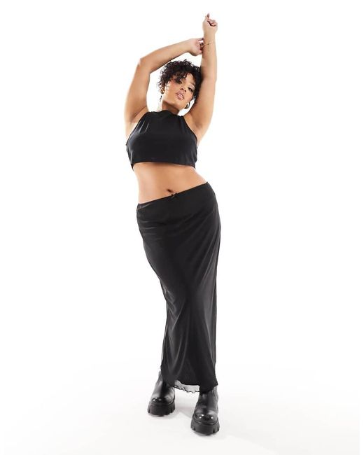 ASOS Black Asos Design Curve Mesh Midi Skirt