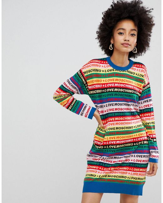 Love Moschino Multicolor Rainbow Jumper Dress