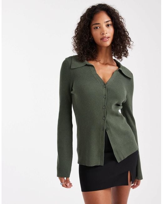 ASOS Green Longline Collared Cardigan