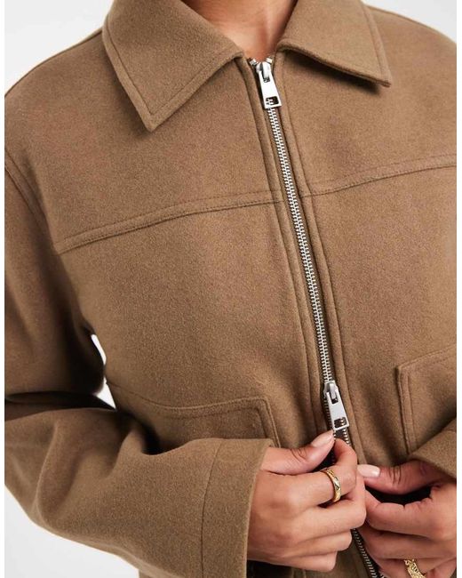ASOS Brown Top Collar Zip Through Jacket