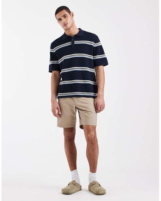 Jack & Jones Blue Crochet Polo for men