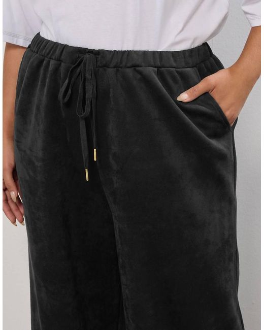 Yours Clothing Black Faux Suede Wide Leg Trousers