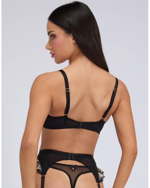 Boux Avenue Black Zinnia Embroidered Suspender Belt Floral Sexy Garter Belt