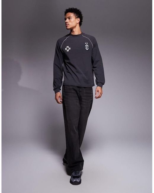 Faded Store Blue Long Sleeve Football Jersey for men