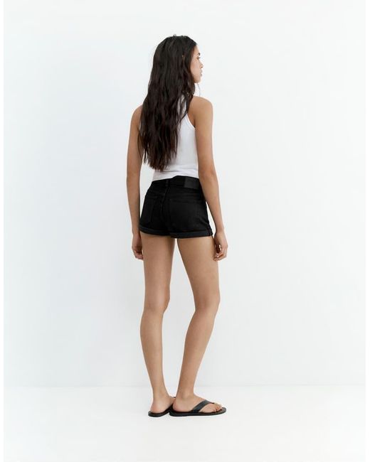 Pull&Bear White Mid-Waist Denim Shorts