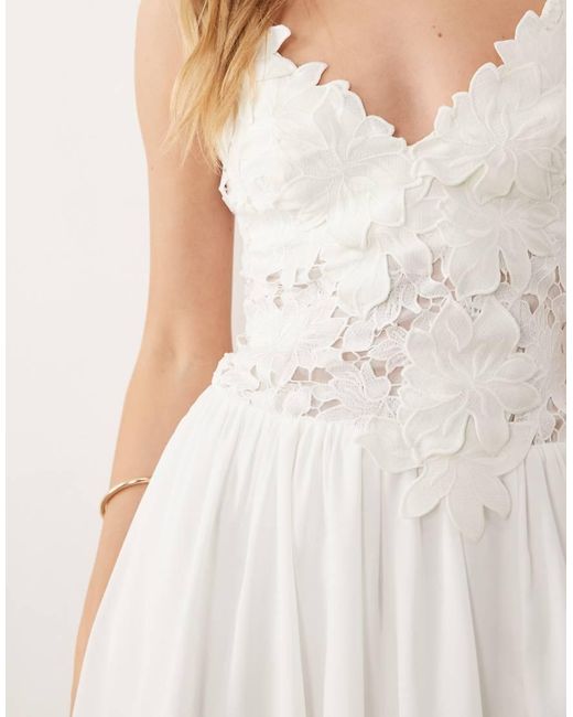 Abercrombie & Fitch White Strapless Lace Bridal Mini Dress