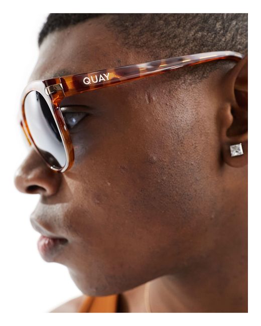 Quay - slicked back - occhiali da sole rotondi tartarugati color miele con lenti polarizzate blu di Quay in Brown da Uomo