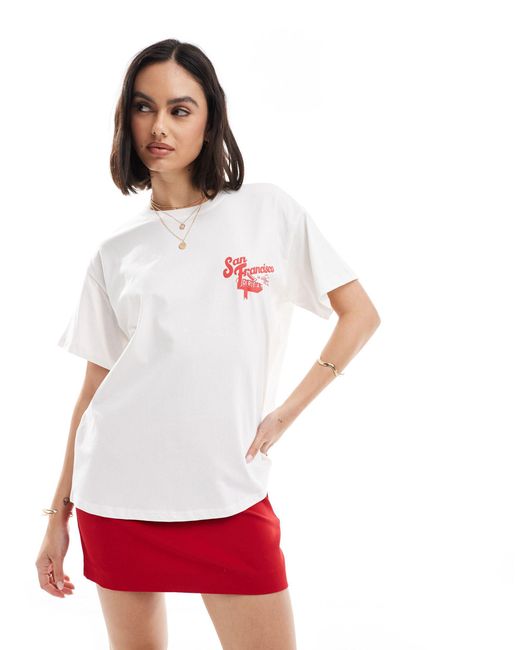 Bershka Red – san francisco – oversize-t-shirt