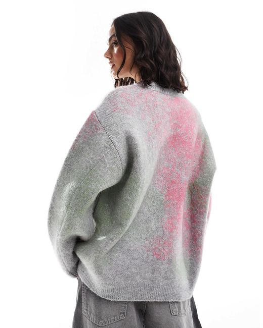 ASOS Gray Brushed Pattern Oversized Jumper