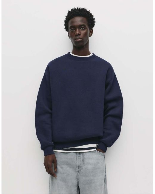 Pull&Bear Basic Sweater Met Ronde Hals in het Blue voor heren