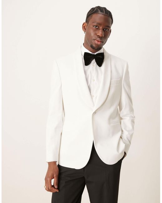 ASOS – schmal geschnittener blazer in Natural für Herren