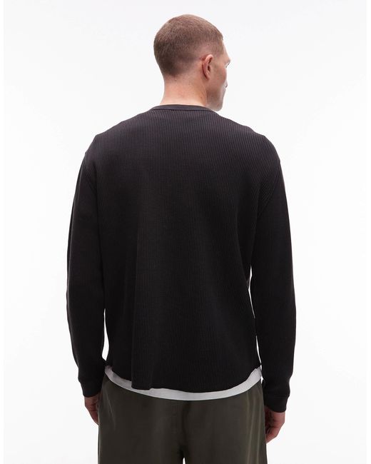 Levi's – langärmliges thermo-shirt mit waffelmuster in Black für Herren