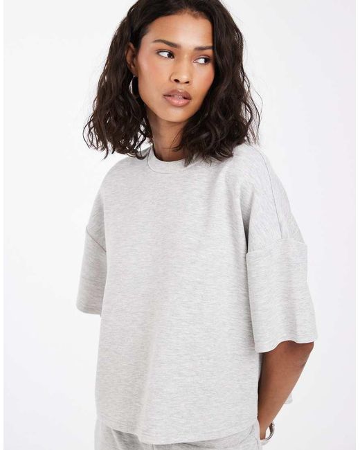 Pieces White Short Sleeve Slouchy Sweat Top Co-Ord