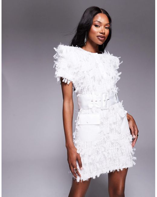 ASOS White – strukturiertes minikleid