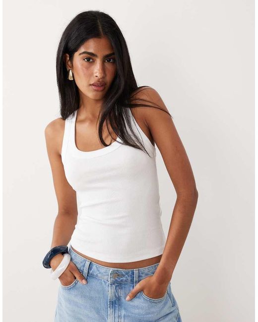 Gina Tricot White Racer Back Tank Vest Top