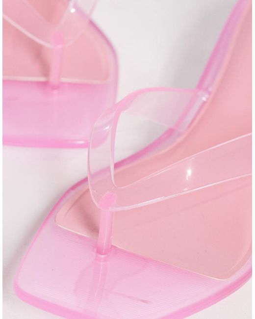 ASOS Pink Vacation Jelly Kitten Heel Toe Thong Sandals