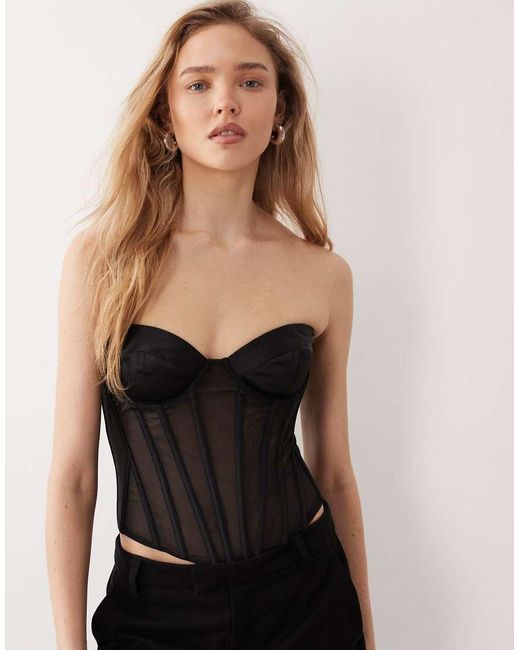 Oh Polly Black Mesh Strapless Corset