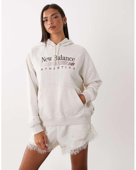 New Balance White Trackside French Terry Hoodie